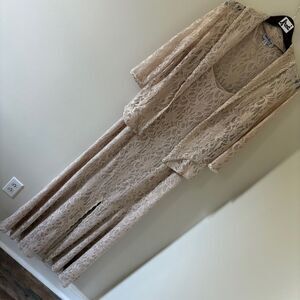 Karen Miller New York Cream Gold Lace Formal Dress Jacket Set Women's 16